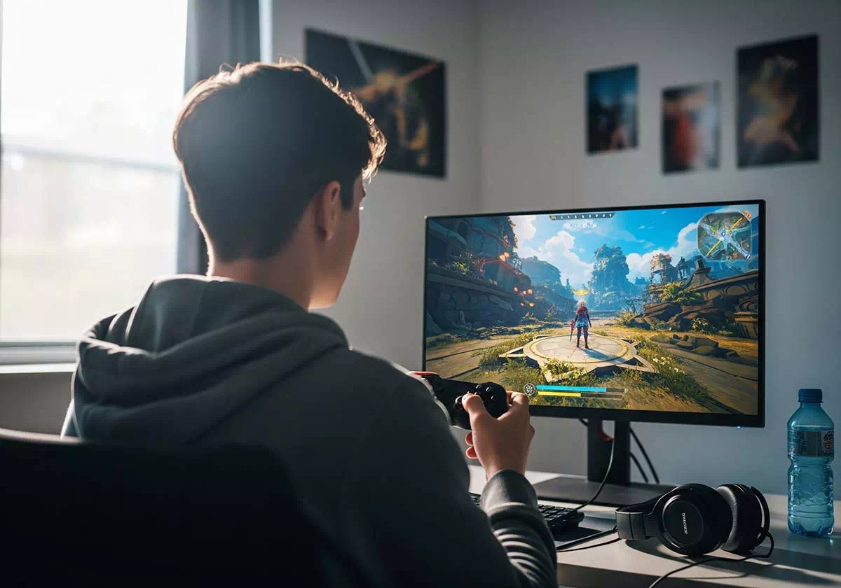 eスポーツをする男性